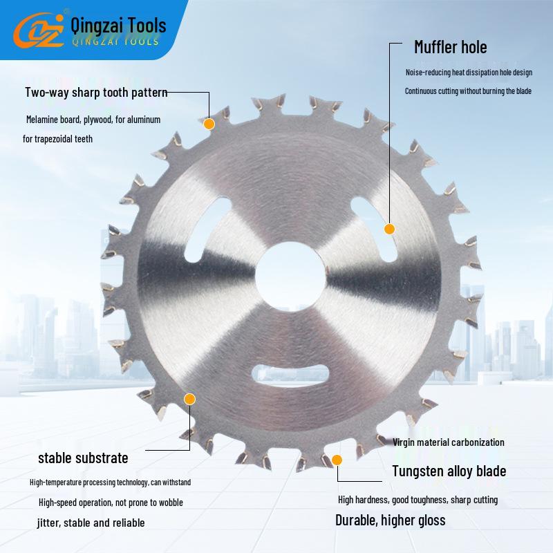 4" Professional Serrated Woodworking Saw Blade: Dual-Sided Teeth, Lithium Battery Electric Circular Saw & Angle Grinder Compatible.