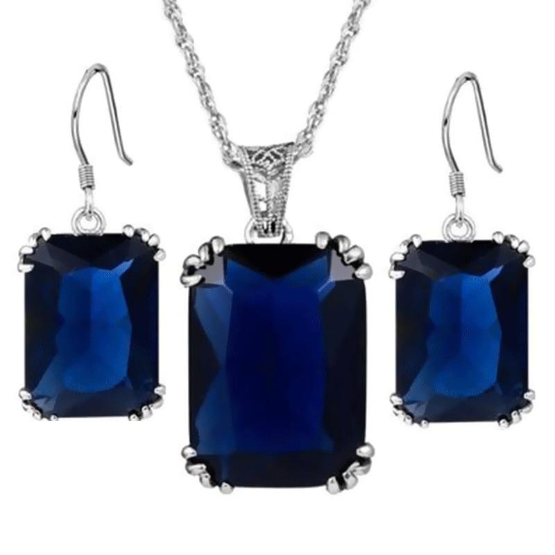 

1 шт. Комплект из ожерелья и сережек, новый модный креативный индивидуальный универсальный комплект из сережек, женский кулон с кристаллами на ключицу, ювелирное изделие в подарок синий