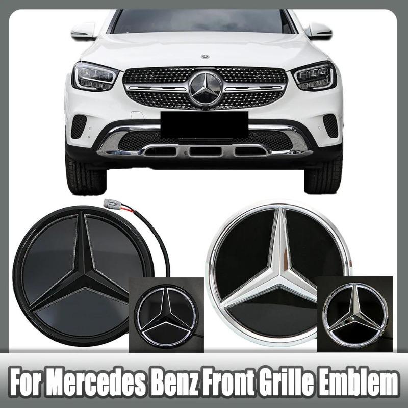 Für Mercedes Benz GLC X253 GLE W167 GLS X167 V W447 Glänzend Schwarz und Silber LED Spiegel Stil Frontgrill Stern Emblem Logo