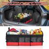 Car Trunk Organizer, Large Capacity Collapsible Cargo Organizer with Adjustable Straps Reinforced Handles, Multi-Compartment Trunk Storage Box for