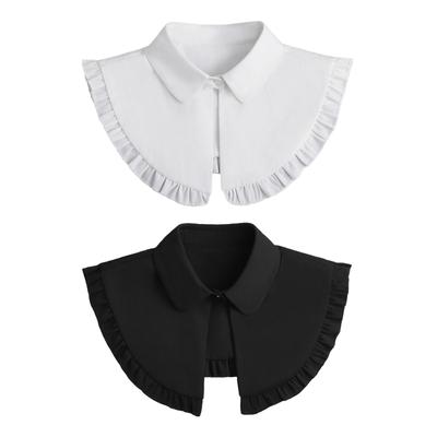 Women Lightweight Detachable False Collar Shawl Scarf Lapel Collared Neckline Ruffled Trim Decorative Small Capelet