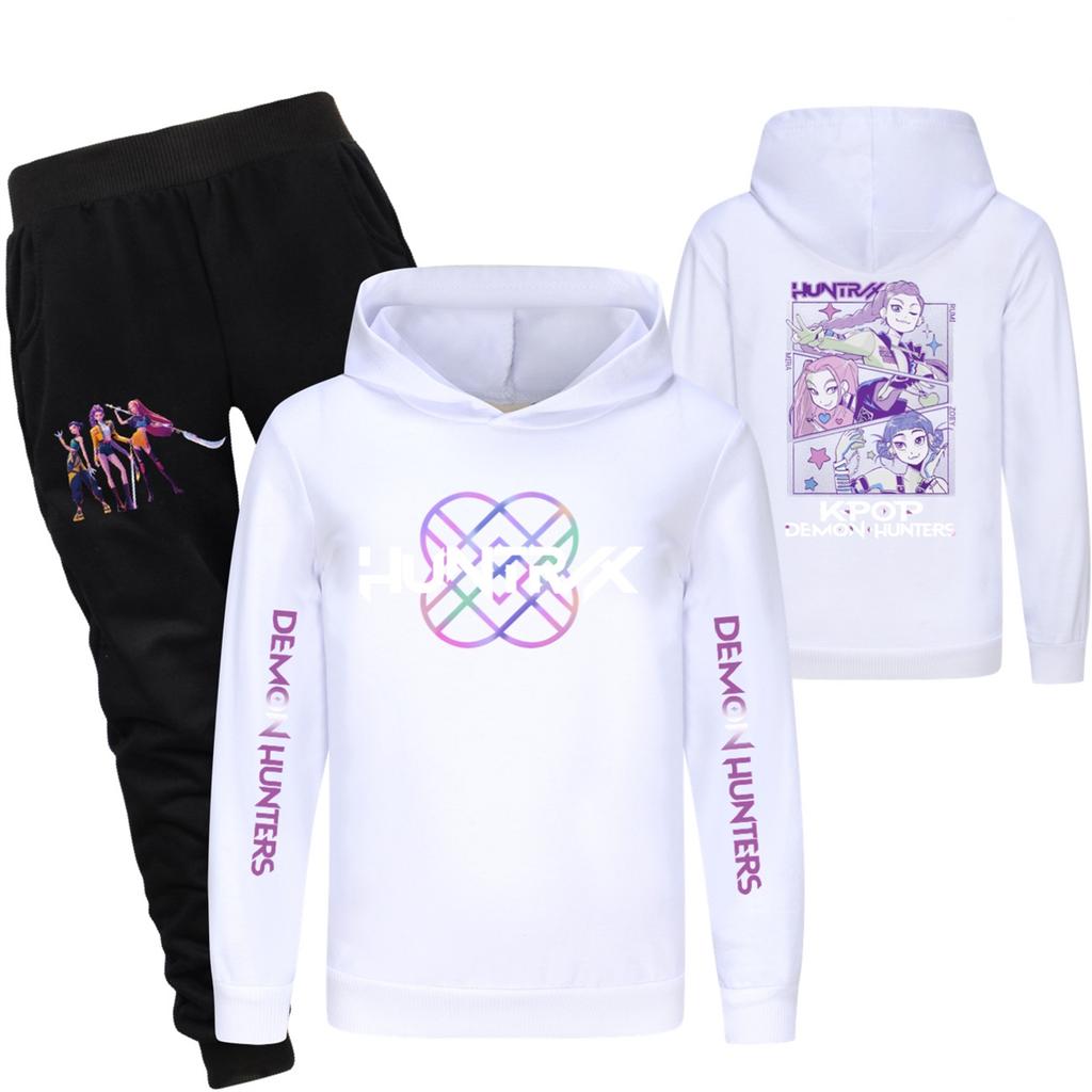 Children's Hooded Top And Pants Two-piece Tracksuit Set Long-sleeved Printed Sweatshirt Set