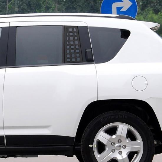 2PCS Rear Door Window Black Decals Aluminum Alloy Panel For Jeep Compass 2007-16