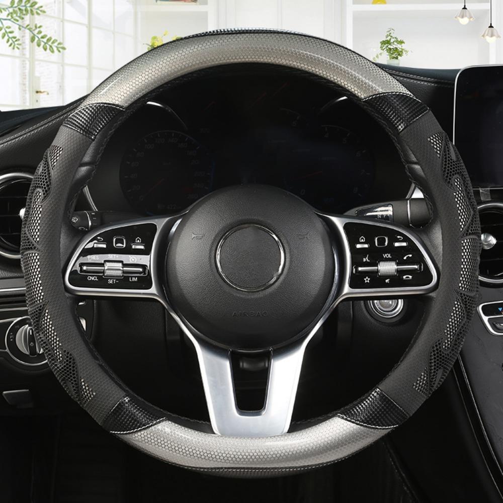 

38cm Universal Steering Wheel Cover PU Leather Anti Slip Steering Cover Car Interior Decoration серебряный