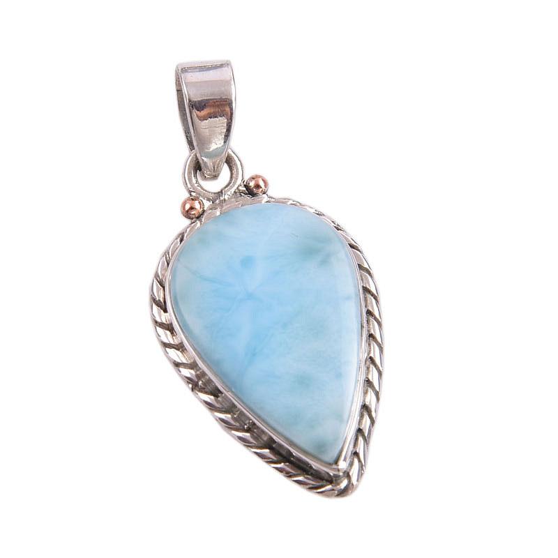 Natural Republic Larimar Gemstone Handmade 925 Solid Silver Pendant 1.50" A1a18