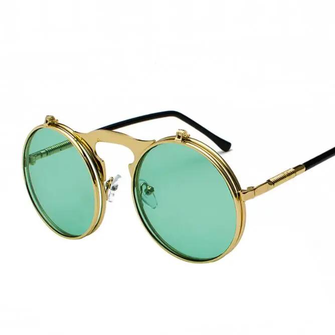 Sph -0.5 Do -6 Steampunkowe Książęce Okulary Przeciwsłoneczne z Odchylanymi Soczewkami Okrągłe Metalowe Oprawki Okulary Przeciwsłoneczne Męskie Damskie Markowe Projektanckie Okrągłe Okulary