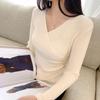 2025 Spring/Summer Women's V-Neck Irregular Knit Sweaters: Slim Fit, Fashionable European Short-Sleeved Tops