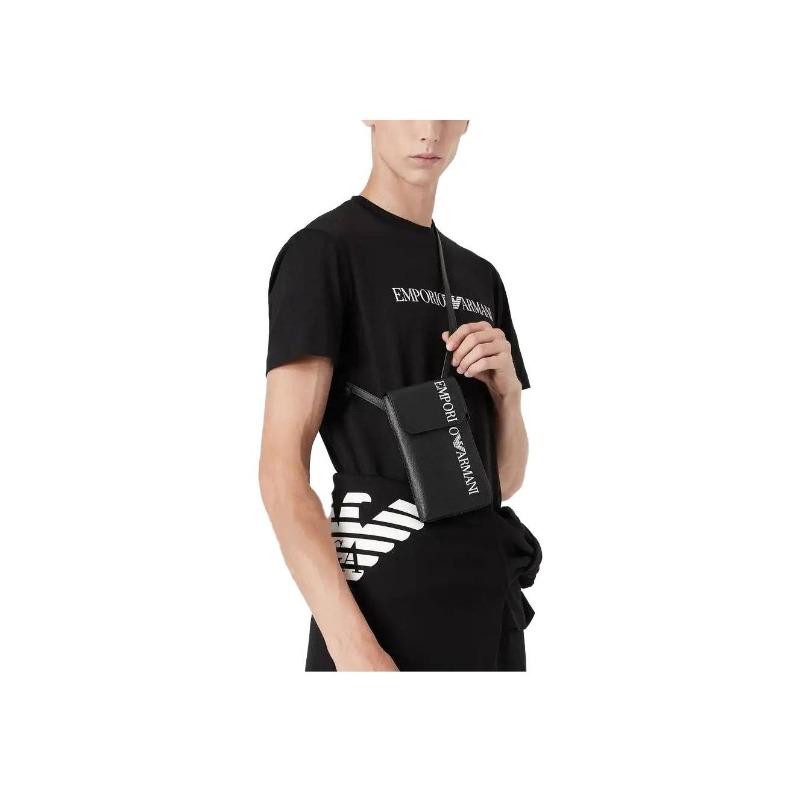 Emporio Armani Letter Print Straight Crew Neck Short Sleeve T Shirt Men Black 8N1TN51J-PZZ1-0021