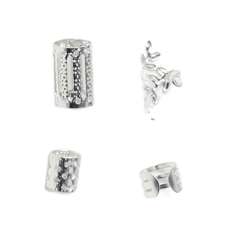 40PCS Hair Braiding Mixed Hair Rings Set Metal Cuff Clips Hair Braid Tubes Dreadlocks Beads  Decor