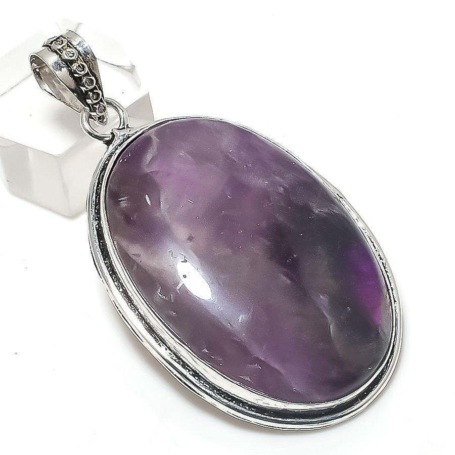 Sage Amethyst Gemstone 925 Sterling Silver Jewelry Pendant 2.32"