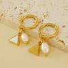 European & American High-End 18K Titanium Steel Natural Pearl Earrings - Women's Luxury Fashion Jewelry