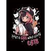 Womens Anime Cat Lover Graphic T Shirt Black Pink Lettering Soft Stretchy Breathable Fabric Short Sleeve Comfortable Fit Playful Design Allseason