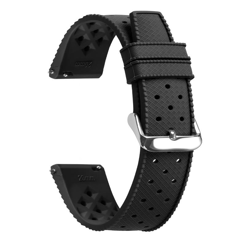 

Quick Release Tropical Silicone Watch Band 18mm 20mm 22mm Strap for Oris for Seiko for Citizen Rubber Tropic Smart Watch Straps 18mm&Silver Buckle чёрный