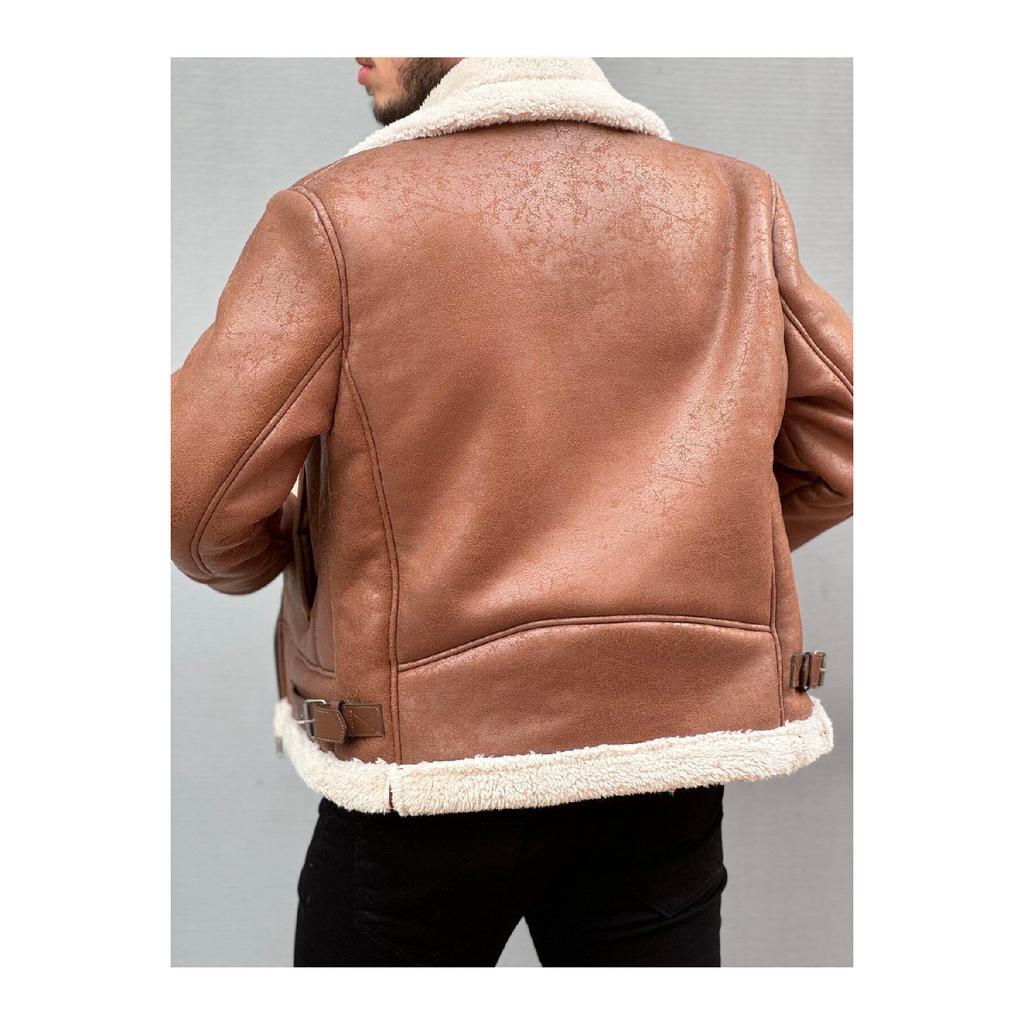 Men's Black Full Shearling Napa Leather Coat