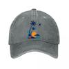 Tropical Airplane Palm Silhouette Es  New Vintage Washed Cotton Baseball Cap Sun Hats