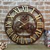 Orologio da parete appeso retrò con ingranaggi americani stile industriale in legno silenzioso decorazione cassetto soggiorno orologio da parete creativo