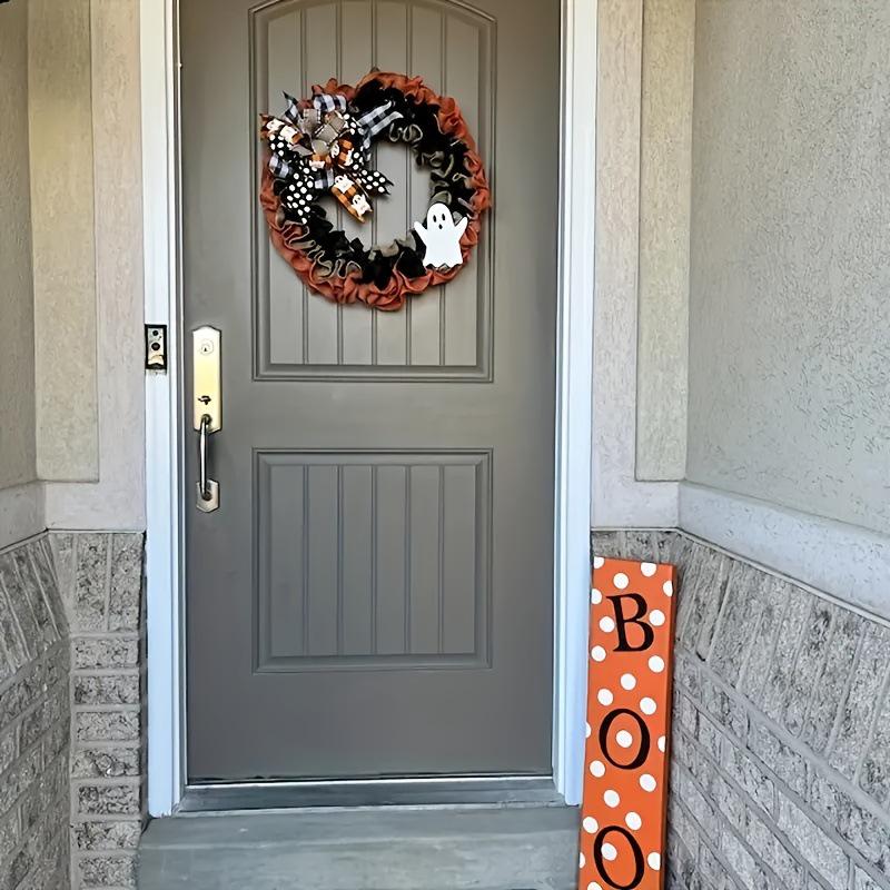 Haobei Halloween Burlap Bow Ghost Wreath for Front Door - New Christmas Decoration