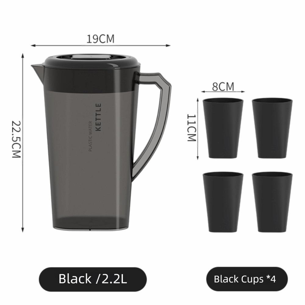 New 1.3/2.2/3L Cold Water Kettle Large Capacity Plastic Juice Jug with Cup Heat Resistant Fall-resistant Pitcher Drinkware