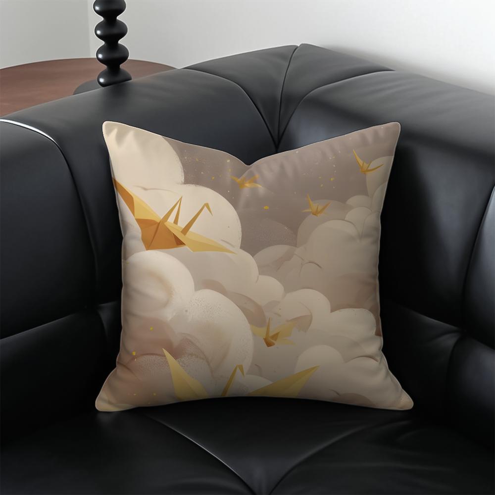 Warm Paper Cranes Cushion Cover Pillow Case Antidustmite Invisible Zipper Silky Plush Cushion