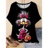 Modisches Damen Rundhals Kurzarm 3D Tier Farbdruck Tier Kurzarm Rundhals T-Shirt