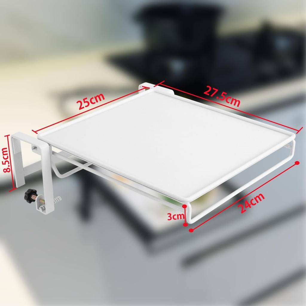 Kitchen Auxiliary Table, Folding Workbench with Towel Hanger, Convenient Storage (White, 28cm)