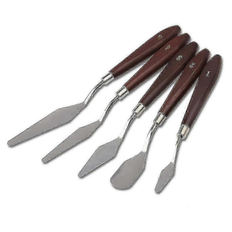 5pcs Oil Painting Spatula Set Palette Knife Kit Stainless Steel Color Mixing Scraper Art Tools