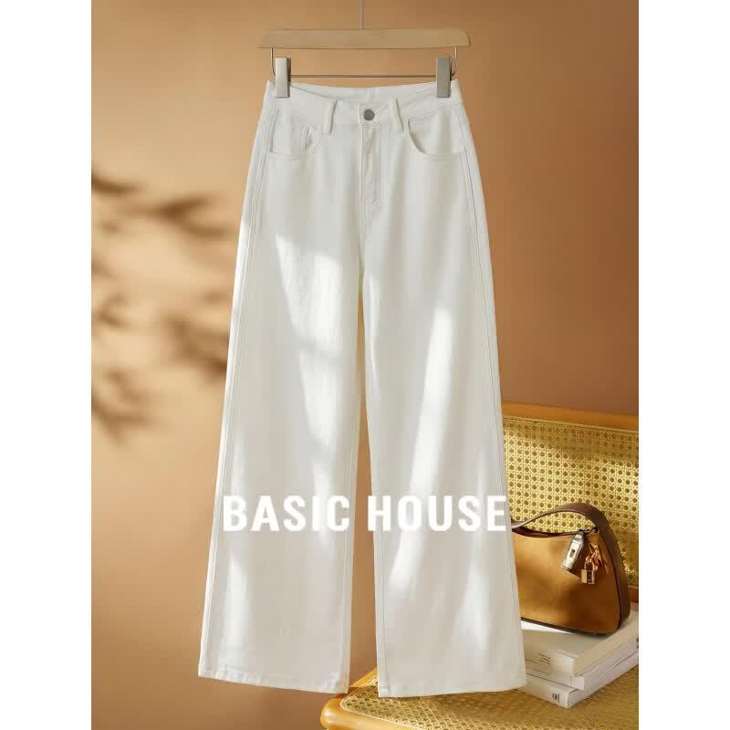 Basic House Women s Summer Relaxed Straight-Leg Tencel Cropped Jeans M