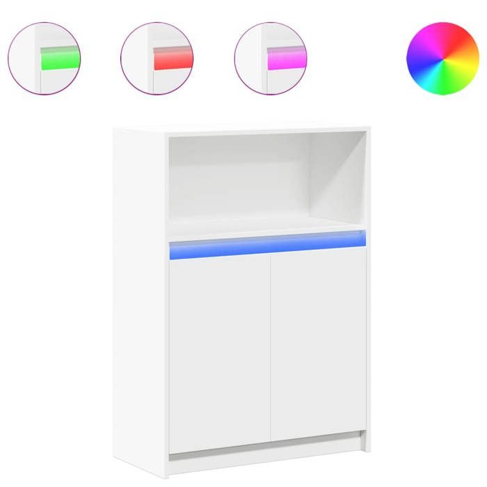 VidaXL Buffet avec LED blanc 72x34x100 cm bois d'ingénierie, meuble de rangement, meuble de rangement cuisine, meuble de 852159