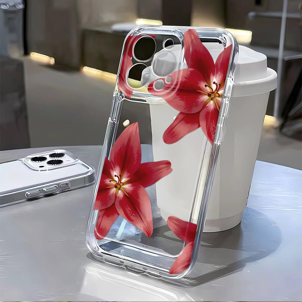 Blue Sakura Floral Print Transparent Phone Case For Samsung A56 5G A36 S26 S25Ultra S24 S23 S22 Case A55 A54 A35 A17 A16 A15 A26