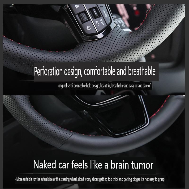 Non-Slip Black Artificial Leather for Nissan Patrol Y62 2012-2018 Teana J32 Diy Hand Stitched Braid Car Steering Wheel Cover