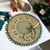 Jute Table Mats Christmas Woven Placemat Ins Printed Hairball Thermal Insulation Mat Retro Cotton and Linen Decorative Mat