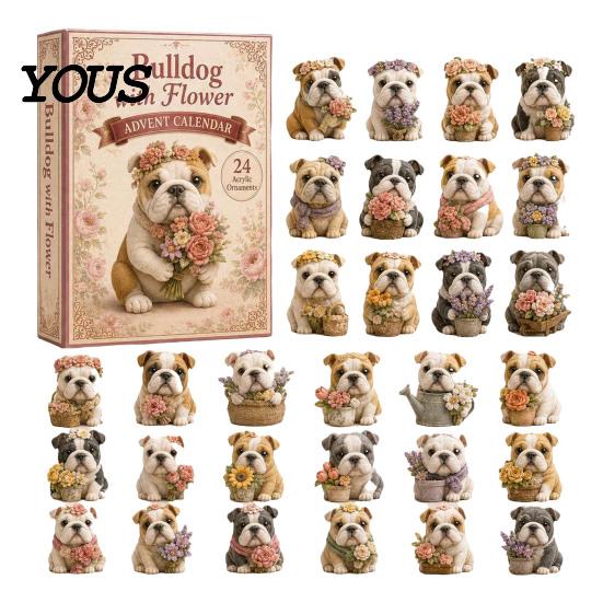 Xmas Party Favors 2026 Dog Christmas Advent Calendar, 24-Day Acrylic 2D Ornament Set Holiday Countdown Decorations with Cute Puppy Designs,