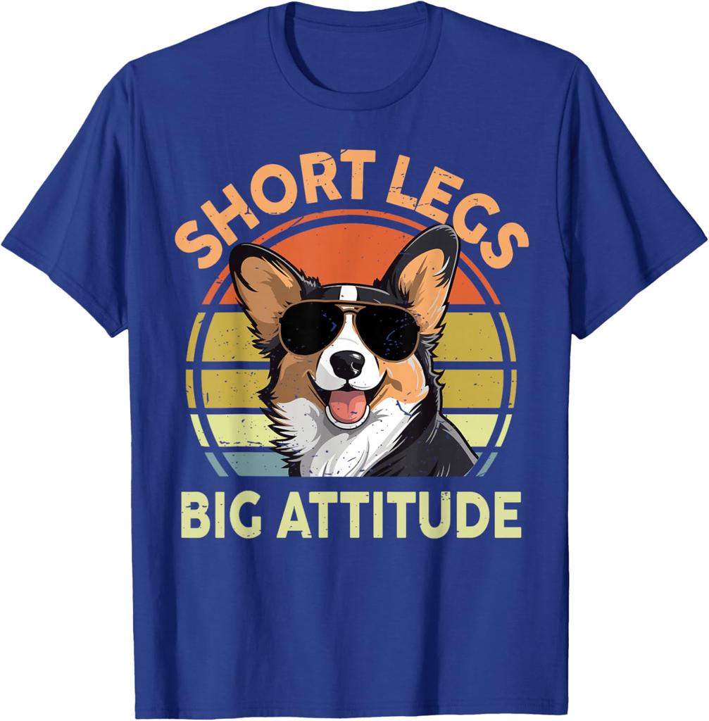 Short Legs Big Attitude Corgi Dog Graphic Tee Unisexs Breathable Casual TShirt