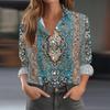 Women's Shirt Blouse Print Button Long Sleeve Casual Basic Shirt Collar Regular Top With Pockets