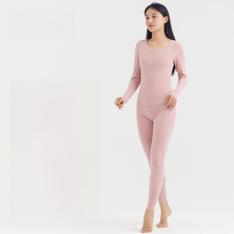 Women's Seamless Thermal Fleece Underwear Suit with Hyaluronic Acid - Slim Fit, Plus Size, Autumn Pants