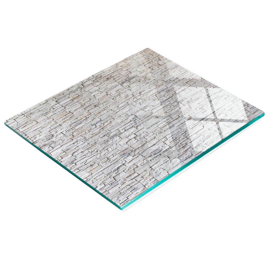 Tempered Glass Kitchen Board with Decorative Stone Wall Graphics 60x52 cm