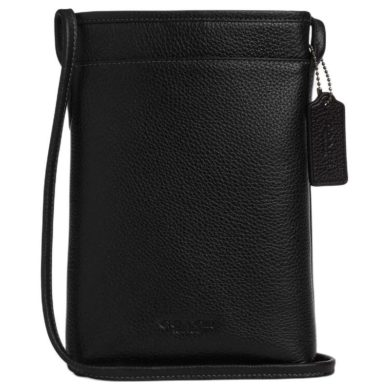 

COACH Lanyard 15 brand classic embossed refined pebbled leather shoulder crossbody bag mini men s black чорний