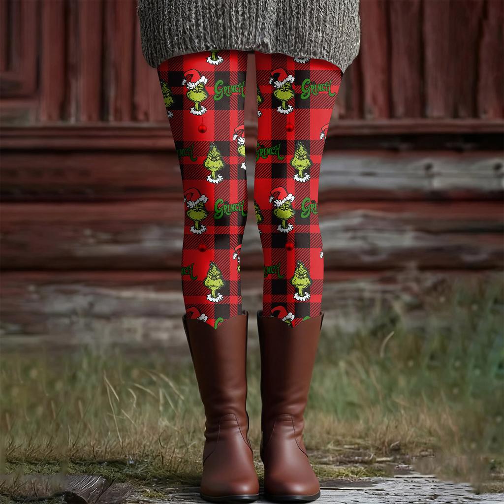 Women's Casual Fashion Outdoor Christmas Printed Slim Elastic Yoga Pants Cropped Pants