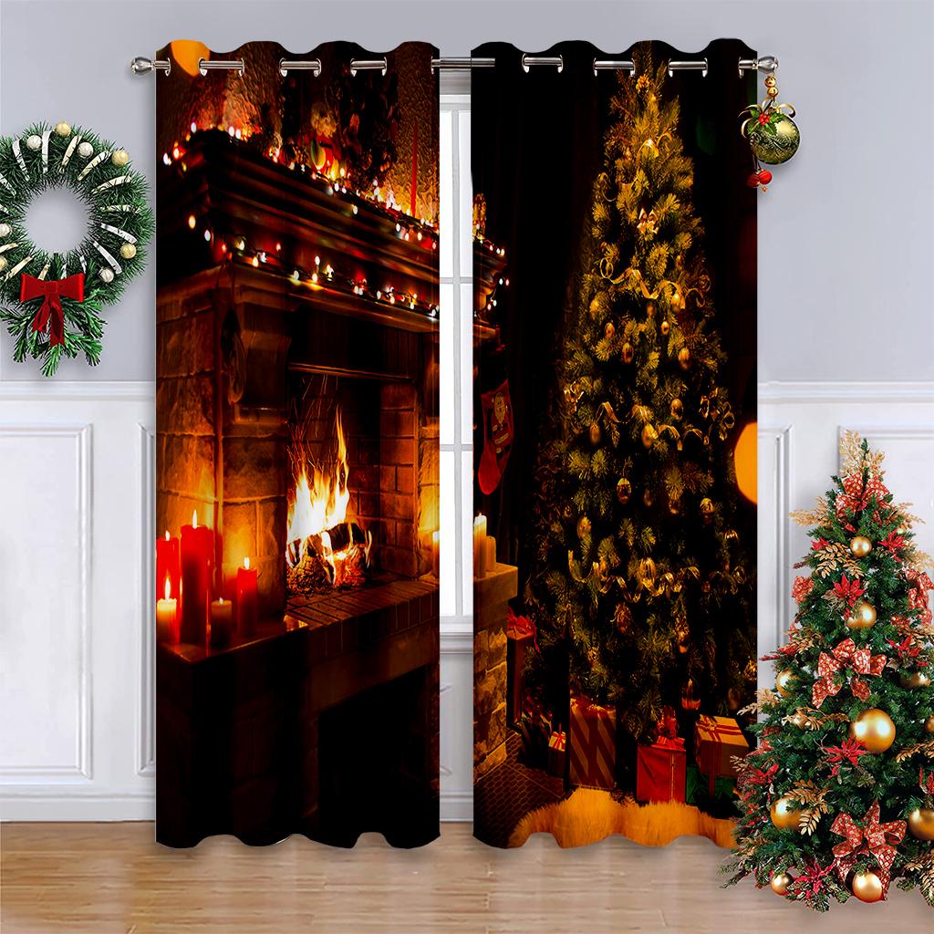 Vánoční okenní závěsy Dekor pro domácnost Ložnice Kuchyň Obývací pokoj Vánoční ozdoba Vánoční dárky Navidad Natal Nový rok