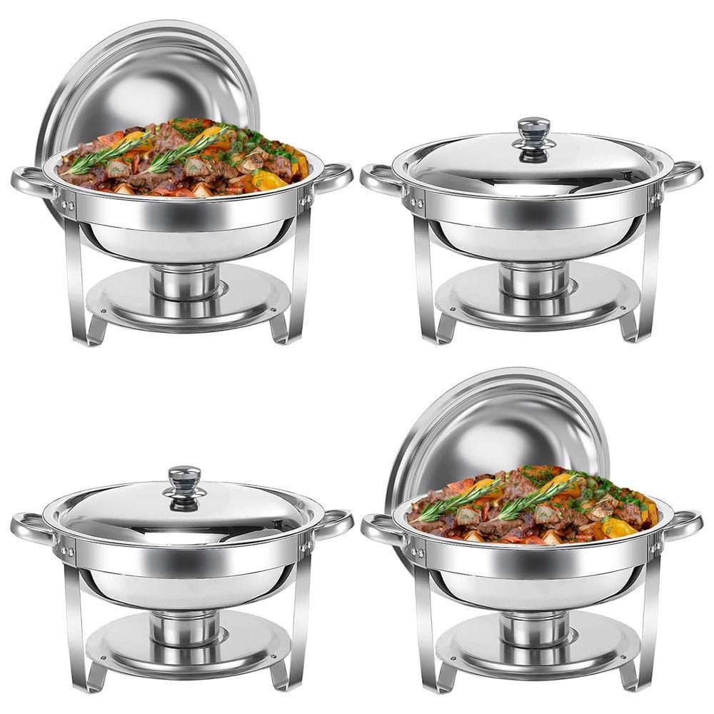 Stainless Steel Round Buffet Warmer with Detachable Folding Alcohol Stove Single