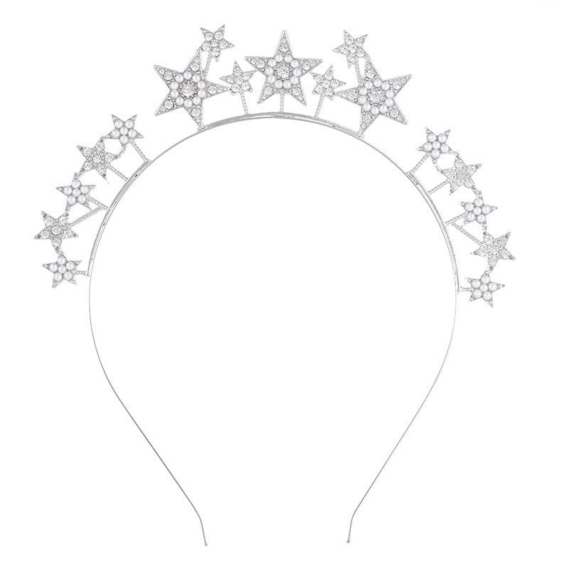 1PC Party Rhinestone, Pearl and Five-pointed Star Hair Hoop. An Exaggerated and Individualistic Hair Accessory for Festivals and