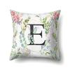 Polyester Pillowcase Green Leaf Decorative Print Pillowcase 26 English Letter Cushion Cover