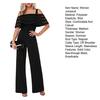 Women Jumpsuit Sexy Off Shoulder See-through Mesh  Solid Color Strappy Summer Ladies Casual Wide Leg Pants Long Romper Overall Womenswear