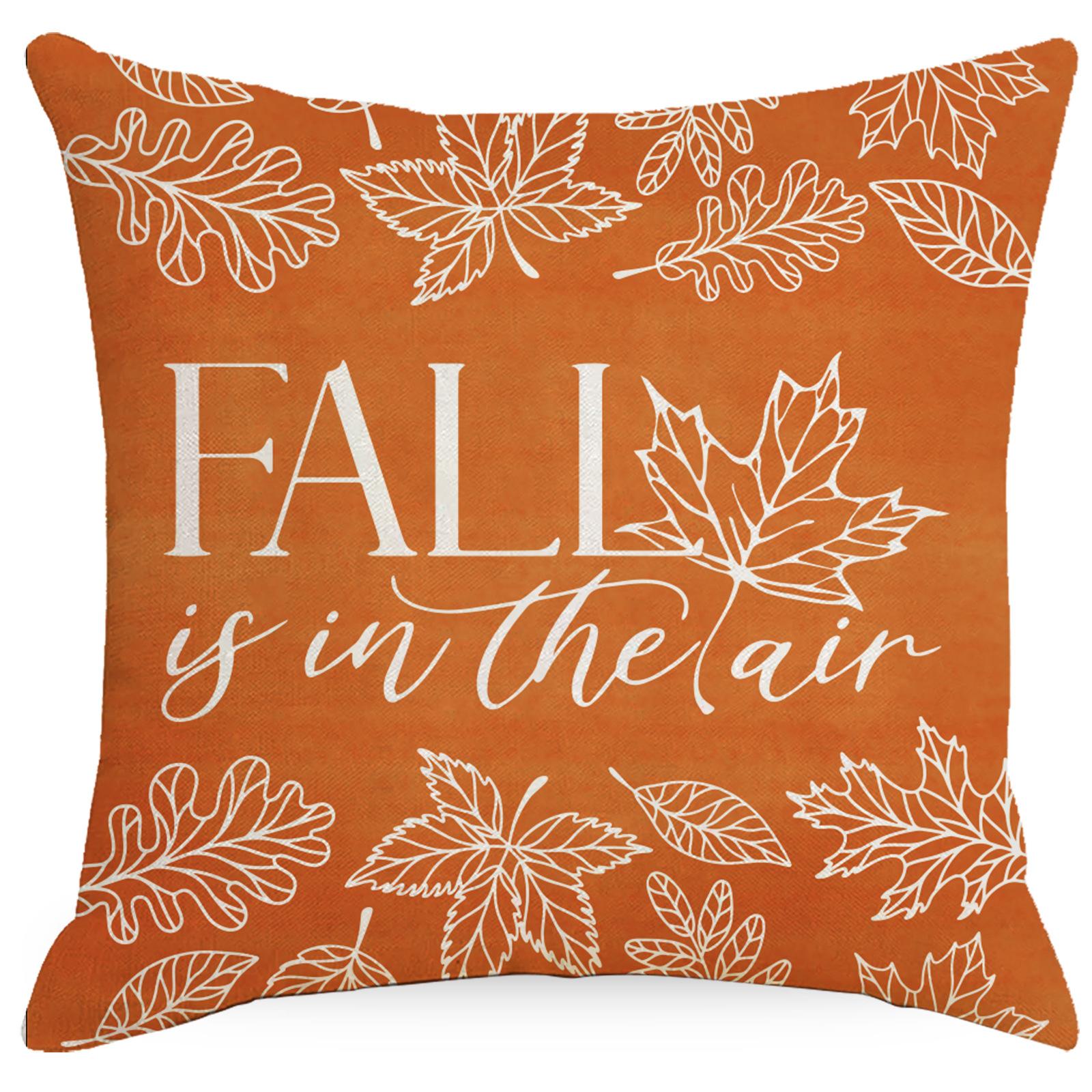 New Thanksgiving Pumpkin Maple Leaf Linen Pillow Case Home Living Room Sofa Bedroom Pillow Case Premium Durable 45 * 45CM