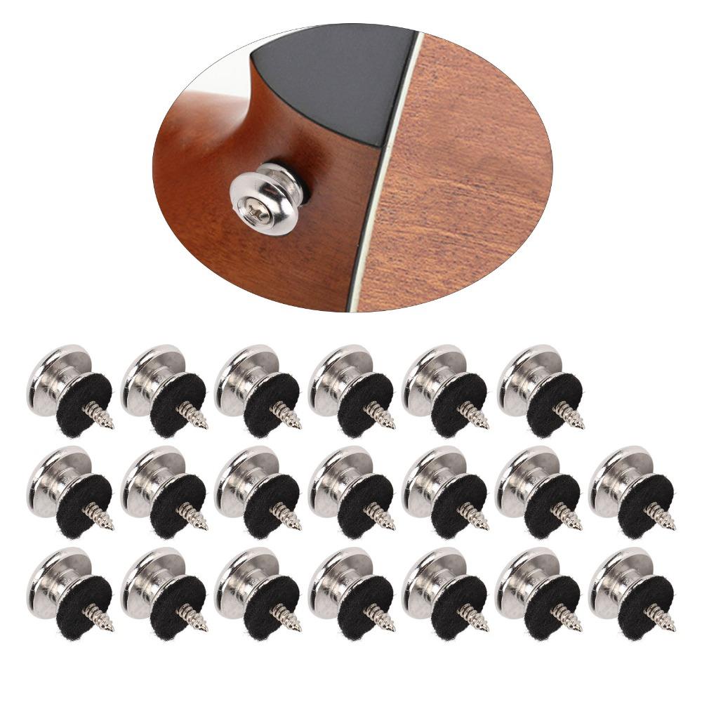 20PCS Silver Guitar Strap Locks With Screws Instrument Accessory Set For Guitar