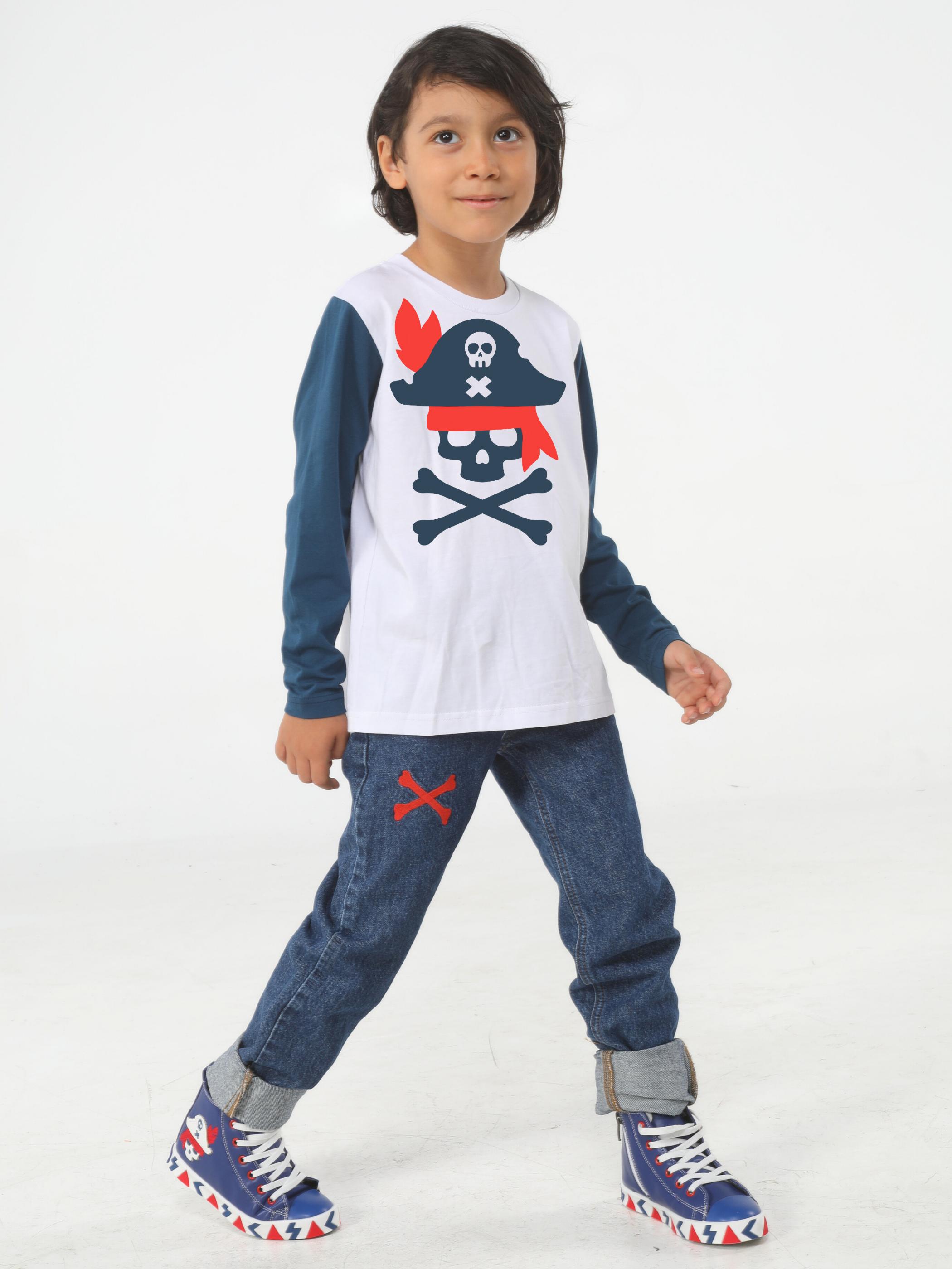 

Pirate Denim Pants + T-shirt Set 3 Yaş індиго/білий