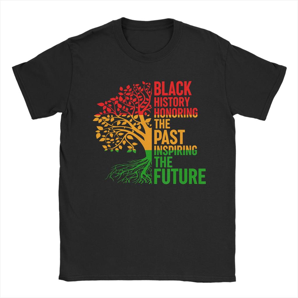 Leisure Black History Honoring Past Inspiring Future T-Shirts for Unisex Round Neck T Shirts Short Sleeve Tees Summer Clothes