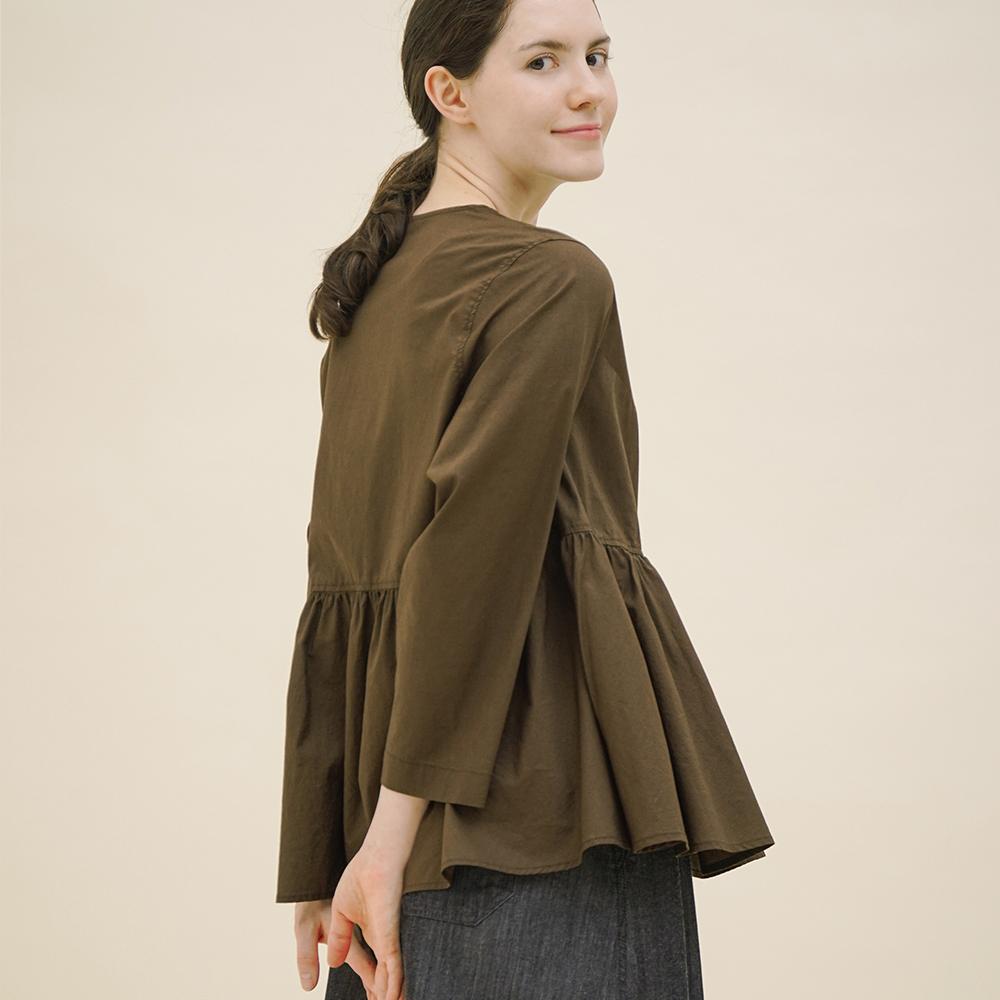 CHIQUITA Wrap Blouse (Silky Cotton) Brown 251309Sbr