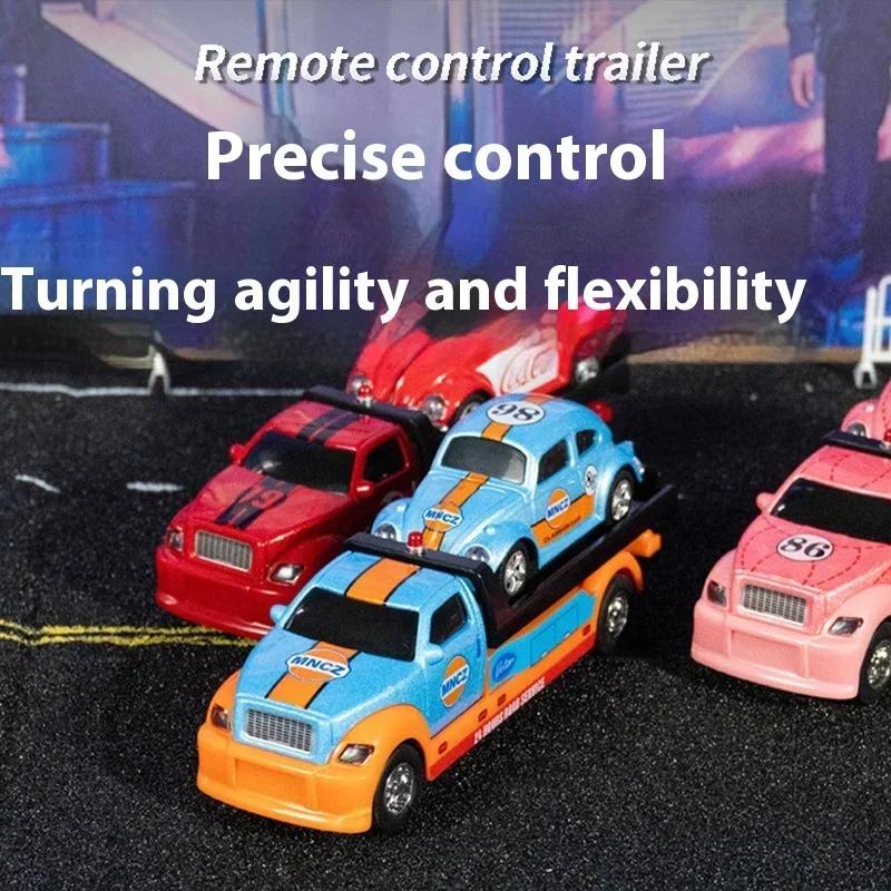 1/64 Mini Truck Cars APP 2.4G Remote Controlled Pickup Trailer Drift Alloy Trucks Children App Radio Control Rescue Vehicle Toys