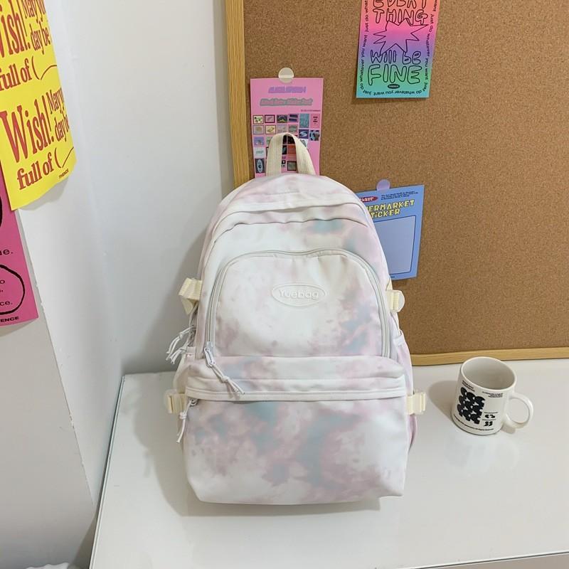 Letter Fashionable Decoration Tie Dye Pattern Student Casual Backpack School For